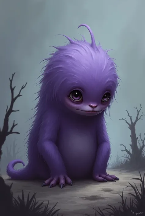 The cute little purple-haired monster can only leave sadly