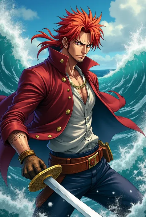 Create an anime character inspired by Shanks 