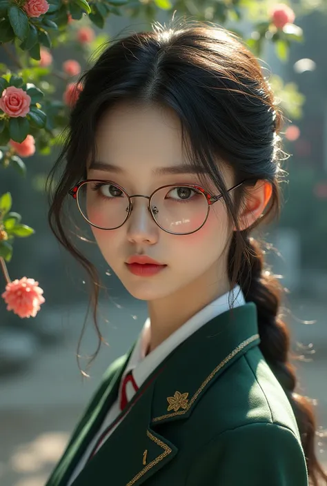 Glasses Chinese school uniform beautiful girl 