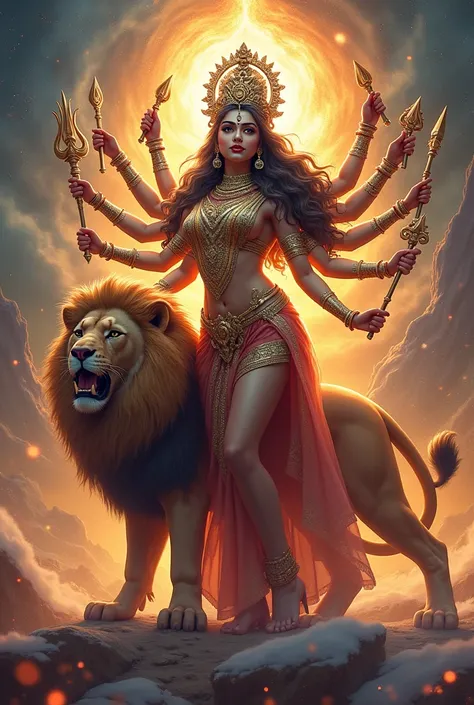 Goddess Durga with lion image 