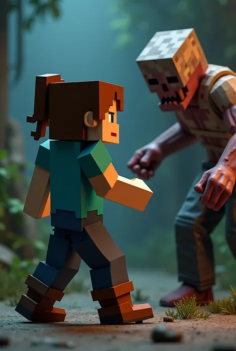 Minecraft alex character hot pic with zombie