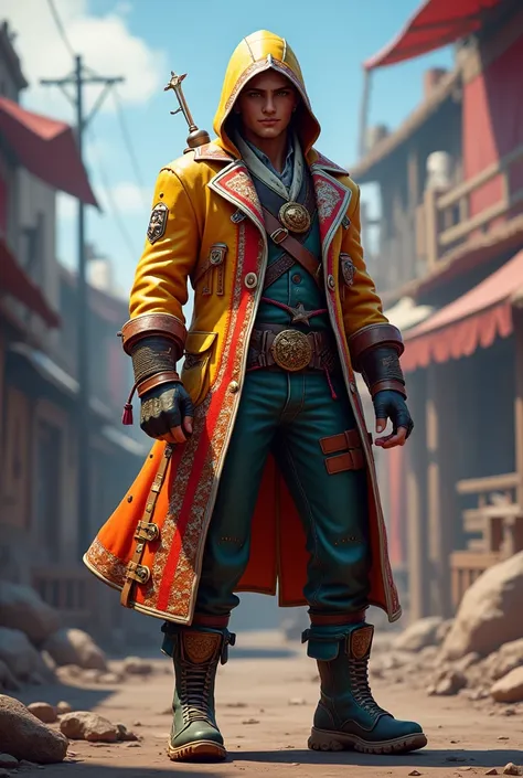 Free fire game maxim character wearing rare bundle 