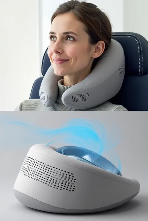 Sketch for a neck pillow with fan inside

