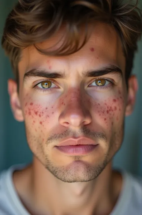 Man face with acnes