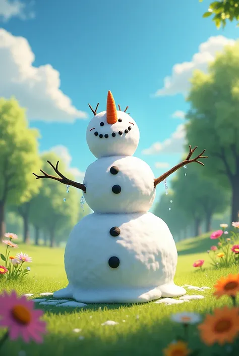 Snowman on a hot summer day