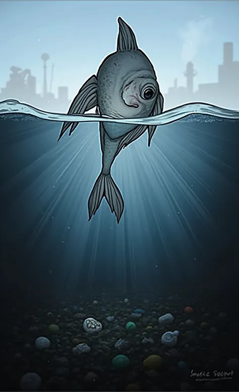 A picture means that fish is suffering from polluted water 