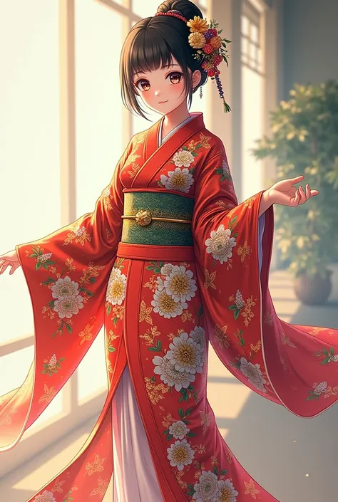 Thai pattern kimono set anime

