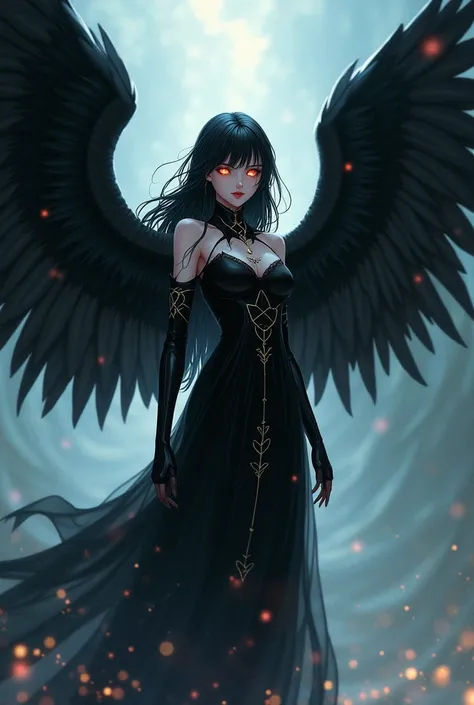 Black Angel Woman Anime Drawing