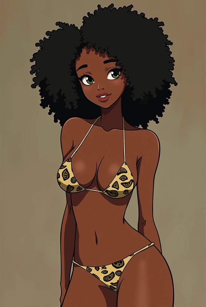 Anime African girl is naked with big boobs 
