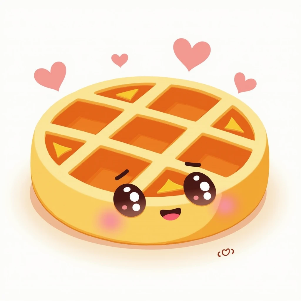 belgian waffle kawaii style illustration