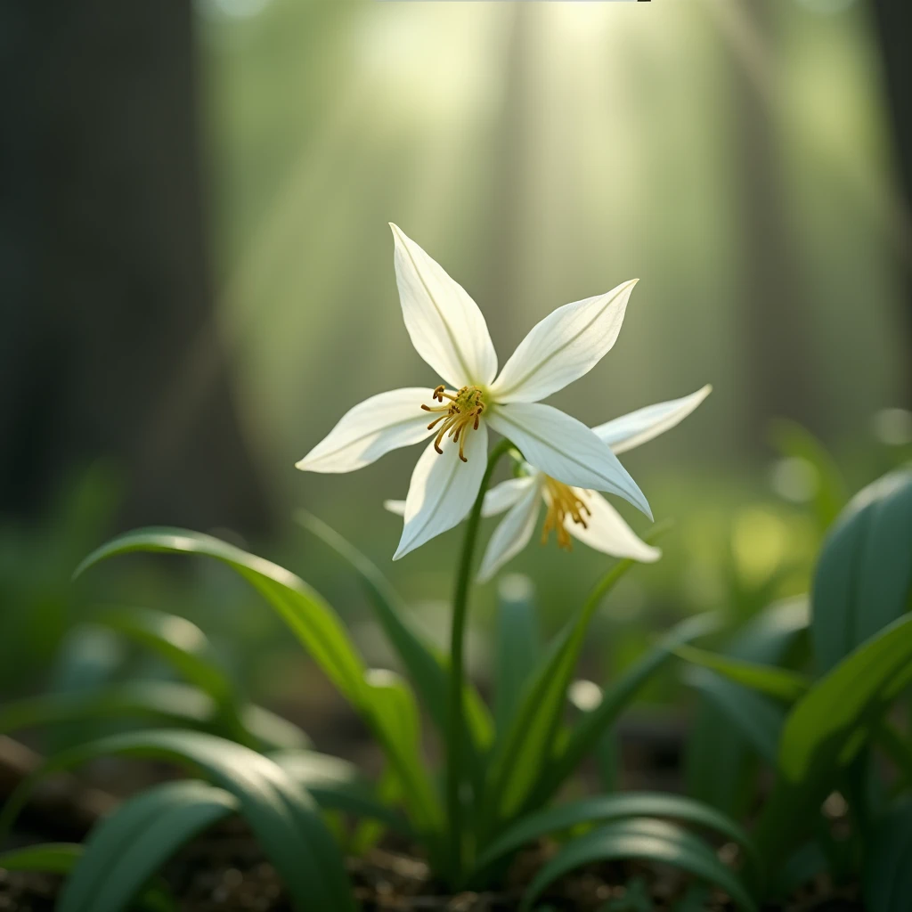 White flower of erythronium dens canis.Dogs-tooth.
