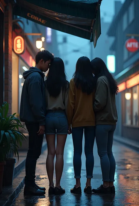 A rainy night and four friends