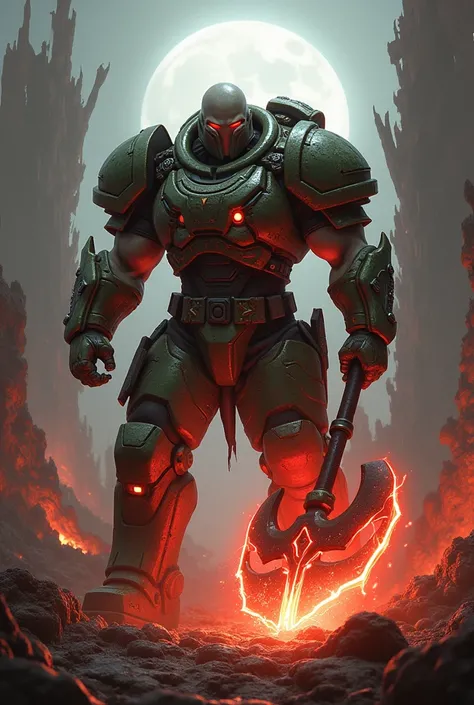 The Doom Slayer from DOOM Eternal wielding a Laser Axe