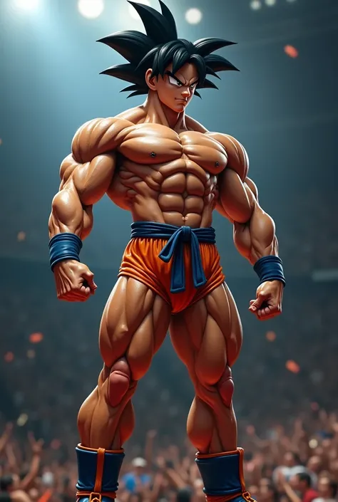 Genera a Goku, open category bodybuilder in real life.