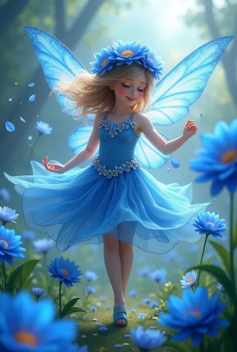 Blue themed playful flower fairy 