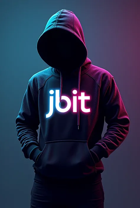 Create a cool crazy hoodie where jbit is written on the front dont keep any human face or body inside dont keep any background it should be plane for writing a text and the vjit which is written should be more refined add more hacker vibes colour try addin...