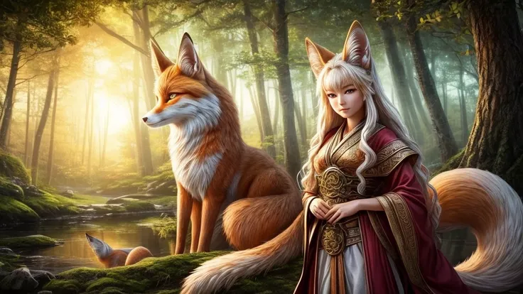 high details, best quality, 8k, [ultra detailed], masterpiece, best quality, (extremely detailed), full body, ultra wide shot, photorealistic, fantasy_world, fantasy art, dnd art, rpg art, realistic art, (((anatomically correct))), (The Fox Goddess, human ...