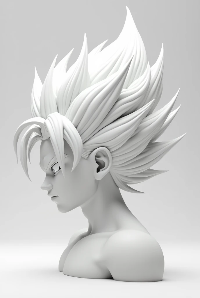 Faça o cabelo do Broly de dragon ball super Broly, but in 3D style and not with many details, the color white