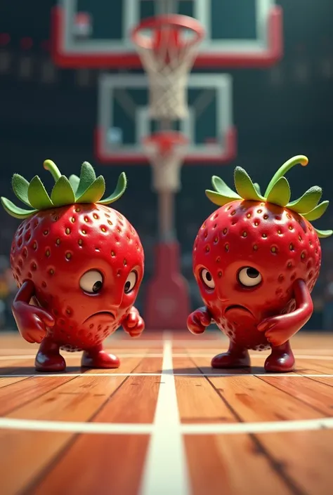 Make 2 teams of tired basketball strawberries on an official court 