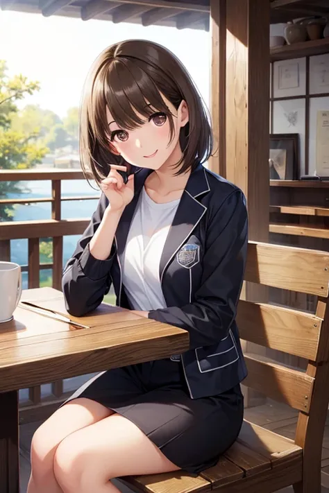 anegasaki nene、Shiny brown hair, short hair, (Beautiful brown eyes、Sparkling eyes, Fine grain)、smile、Ultra-detailed eyes、Highly detailed face, Highly detailed eyes,Cowboy Shot、



Jacket, (tableトップ), (Highest quality),
One Girl, i like you very much, (Perf...