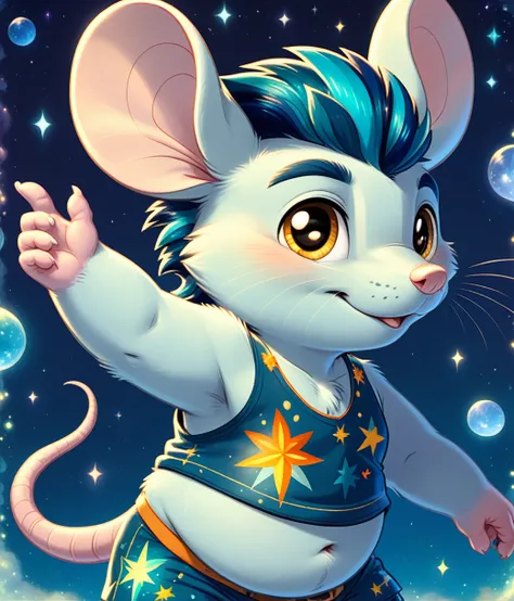 (chubby male, anthro mouse cub), fullbody, ((indigo tank top, indigo briefs)), adorable, magical oasis, fantasy, night time, moonlight, magical, beautiful, whimsical, hires textures, highly detailed, intricate details, best quality, masterpiece, detailxl