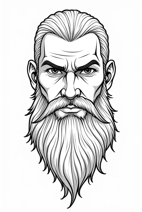 Viking style bearded man face only outline Younger man with thinning hair 