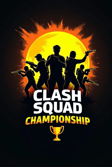 make a gaming tournament logo name CLASH SQUAD CHAMPIONSHIP and yellow white and black free fire them 