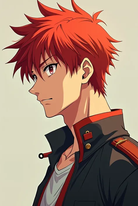 Red-haired boy, with light skin, handsome with strong physique anime version