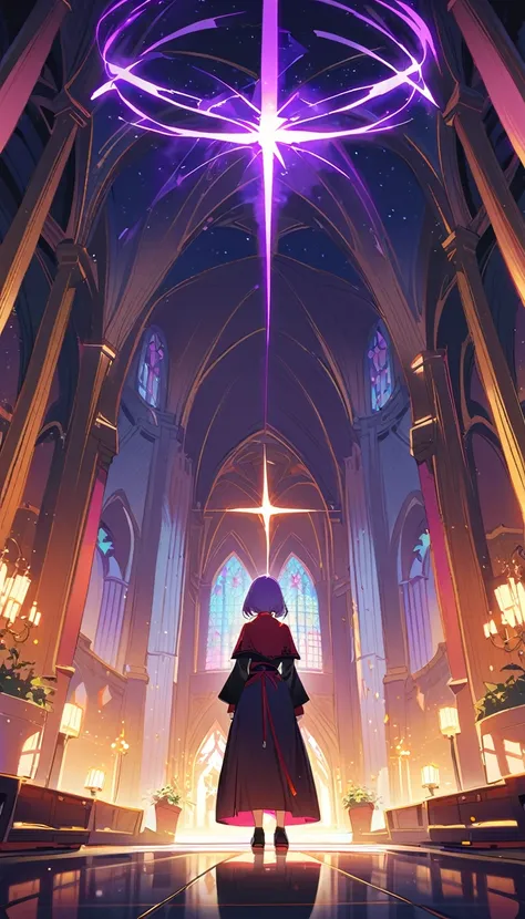 20-year-old,One mature woman,(masterpiece), (Better Quality:1.0), (Ultra-high resolution:1.0), (masterpiece, Highest quality),cute,Purple Hair,(Nunsのドレス:1.3),church,Put your hands together, pray,smile,Hime cut,Nuns