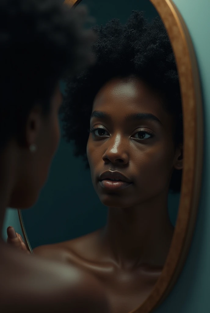 Make an image that represents the phrase " My blackness through the mirror"