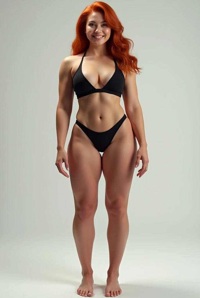 The same woman now with defined muscles, wellness champion, muscled body, low percentage of fat,Thick legs and large, round glutes, , defined abs, big calf, fully body ,perfect composition, hyperrealisti, super verbose, 8k, high qualiy, trending art, trend...