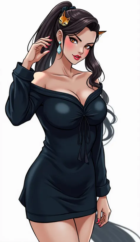 High resolution, masterpiece, necessary, The best quality, High details, high quality, Very detailed, Long hair, low ponytail, big breasts, Crystal earrings, Covering the ears, blush, drunk, naughty face, Multiple views, Behind the head headphones, Oral ve...