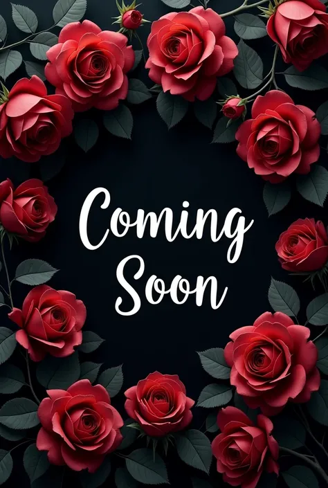 Cool gothiclike text image saying "coming soon" with roses. More feminin. Upper