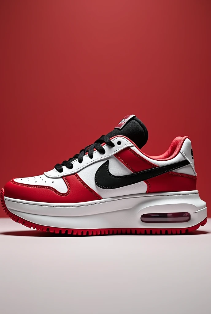 Nike red with white and black platform shoes with feminine design