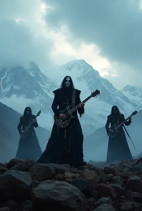 Dimmu Borgir in concert in the Andes mountain range 
