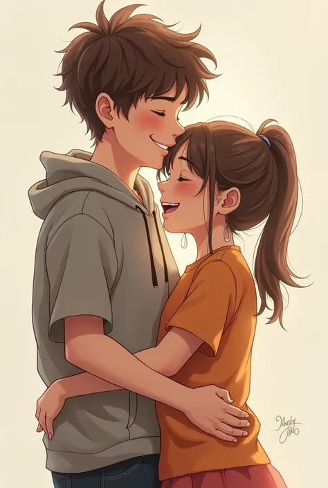 Image like of boy and girl , they are friends hugging each other and down side written that Friends but family little bit matured once and written friends and we are family 