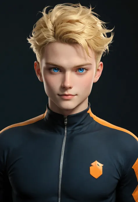 a man, in a dynamic pose wearing an expensive and war outfit blonde hair sharp blue eye, tumblr, inspired by Yanjun Cheng style, digital art, internet boy lofi meme, trend in dezeen, catalog photo, 3 d render beeple, rhads and lois van baarle, cartoon styl...