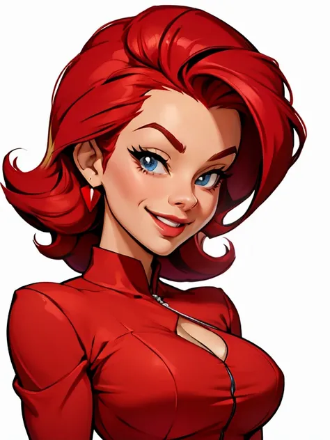 cartoon woman in red dress with big smile and big breasts, in cartoon style, caricature style, caricature illustration, cartoon ...