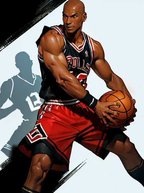 1  (michael jordan) ,with a basketball in hand, high textures, 4k, high resolution, dream artgerm,