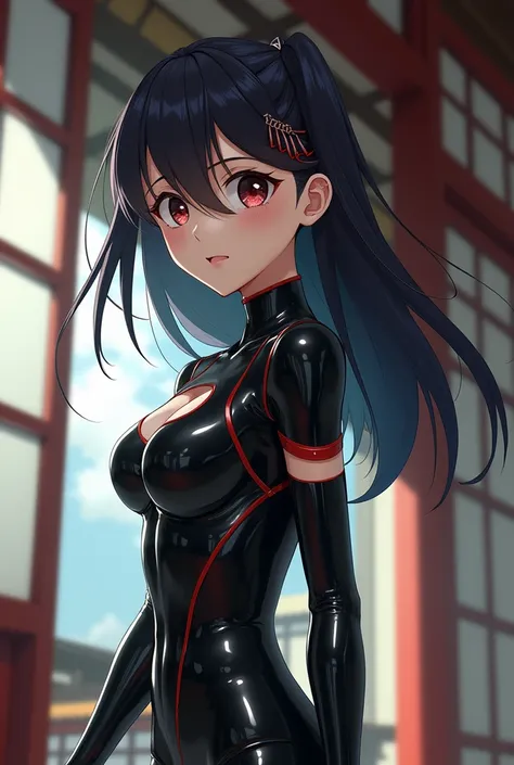 Anime Japan School girl in latex catsuit 