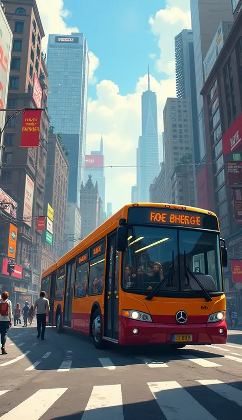 A bus in the city.  