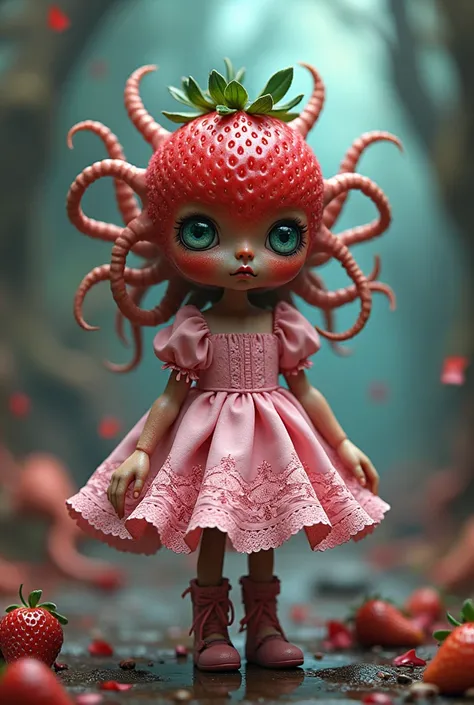 cthulhu Dressed like a strawberry shortcake doll
