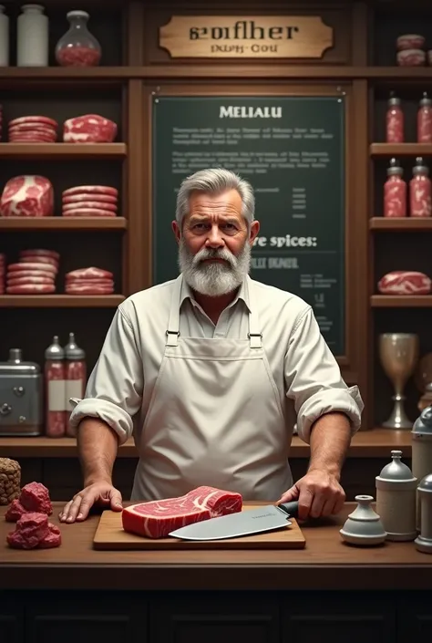 a man working in the butcher shop visual identity