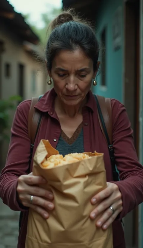 One day, A single mother named Marta, worried about not having enough to feed her children, He found the skin-colored bag of bread on his doorstep.