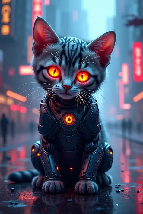 Halloween themed futuristic kitten image for t shirts