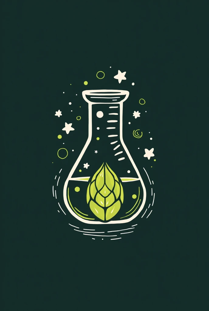 I need a logo for a beer can. The logo must include the phrase NEYJHOPS and be inspired by chemistry flasks. besides, should incorporate the image of a beer hop