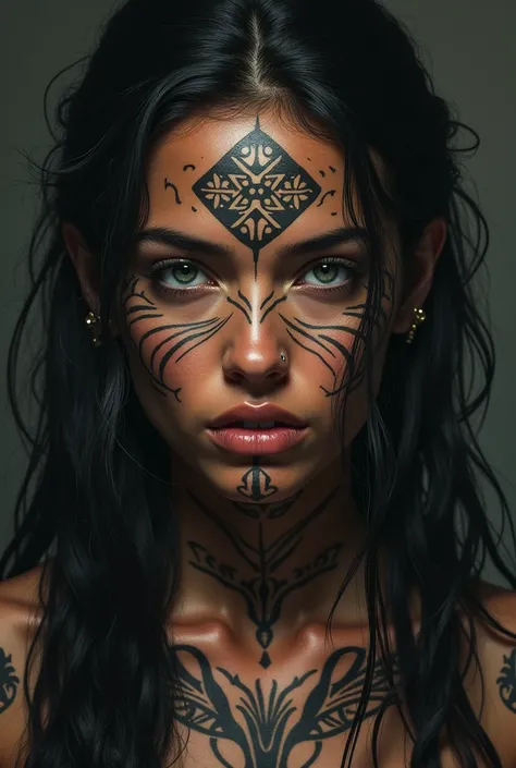 Women have tatto in face 