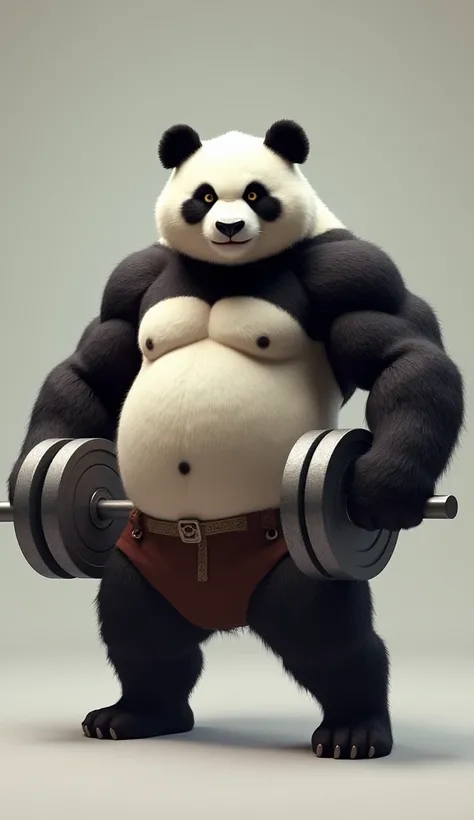 Bodybuilder panda two hands tow lade face Horace 