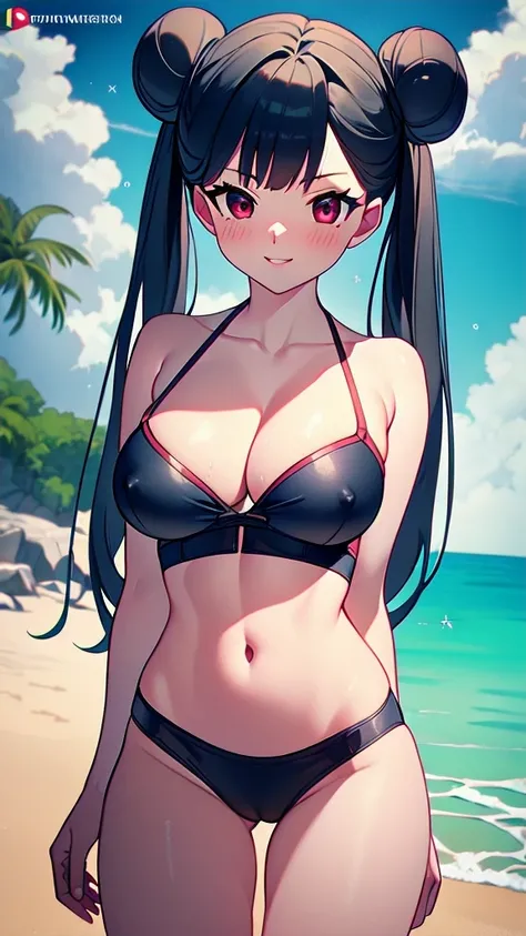 (masterpiece:1.2), (best quality:1.2), (intricate details:1.2), (anime coloring:1.1), Explicit, ((top-quality)), offical art, official style, anime screencap, nsfw, whole body, full body, solo girl, light black hair, red eyes, long hair, big breasts, matur...