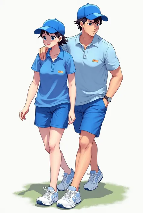 Characters blue cap and blue polo and blue chor white shoes 